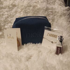 Dior Navy Pouch with J'adore Necklace Bundle